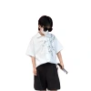 New Chinese-style summer shirt set for boys, bamboo print short-sleeved loose casual top, trendy two-piece set Application Scenario